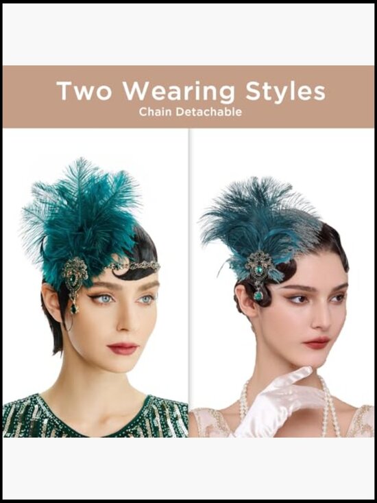 Ostrich Feather Crystal Headband Flapper 1920s Gatsby Party Hair Accessory